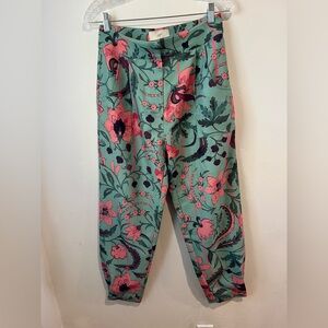 Anthropologie Oopscool x LC Waikiki Floral Green and Pink Trousers